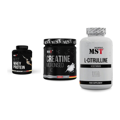 MST Marken-Trio: Best Whey Protein + Creatin Monohydrate + Citrulline – alle enthaltenen Artikel