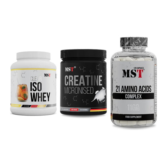 MST Marken-Trio: Iso Clear + Creatin Monohydrate + 21 Amino Acids – alle enthaltenen Artikel