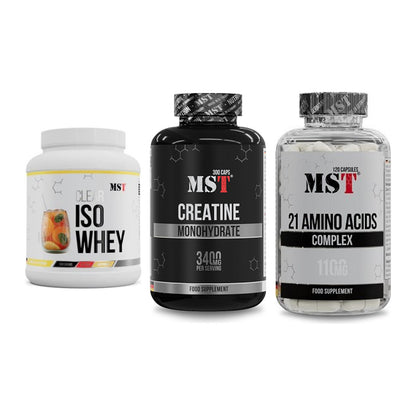 MST Marken-Trio: Iso Clear + Creatine Monohydrate + 21 Amino Acids – alle enthaltenen Artikel