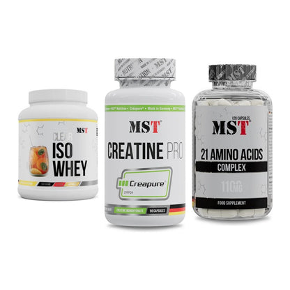 MST Marken-Trio: Iso Clear + Creatine Pro CREAPURE + 21 Amino Acids – alle enthaltenen Artikel