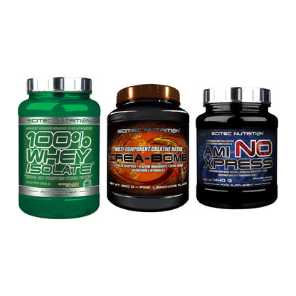 Scitec Nutrition Marken-Trio: Whey Isolate + Crea-Bomb + 1 weitere – alle enthaltenen Artikel