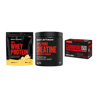 Body Attack Marken-Trio: Attack 100% Whey Protein + 2 weitere – alle enthaltenen Artikel