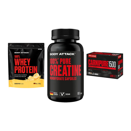 Body Attack Marken-Trio: Attack 100% Whey Protein + 2 weitere – alle enthaltenen Artikel