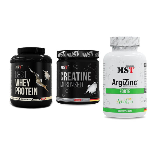MST Marken-Trio: Best Whey + Creatin Monohyd + ArgiZinc Forte – alle enthaltenen Artikel