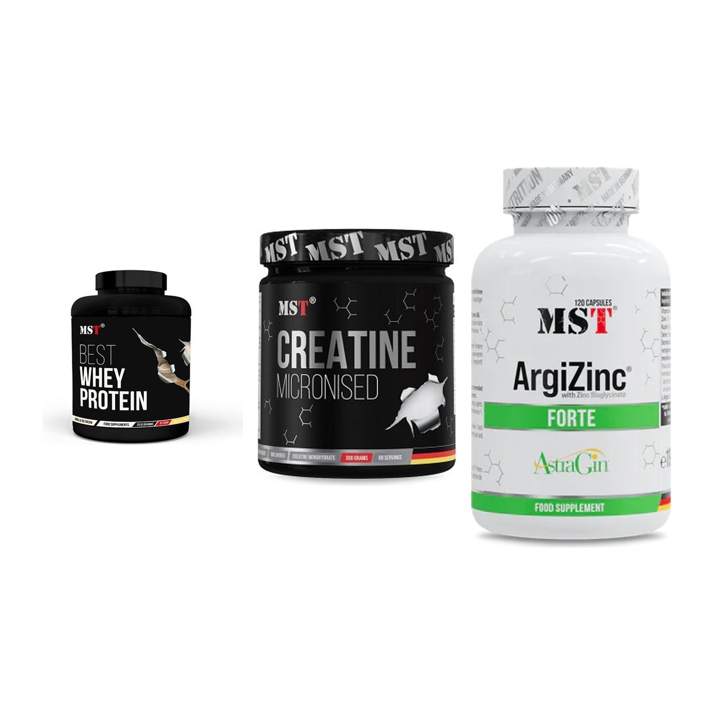 MST Marken-Trio: Best Whey + Creatin Monohyd + ArgiZinc Forte – alle enthaltenen Artikel