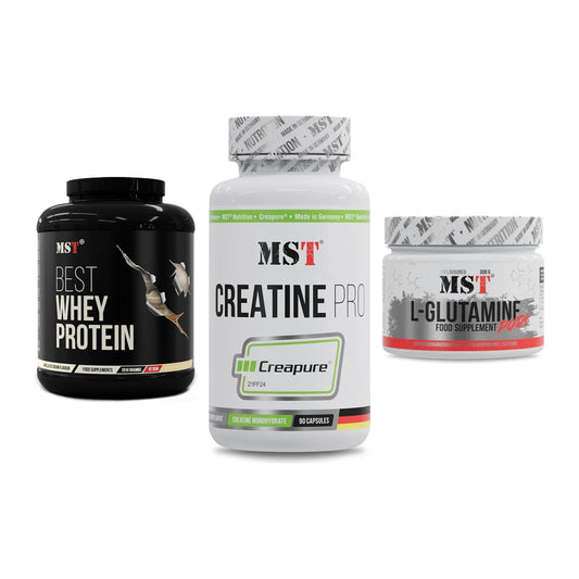 MST Marken-Trio: Best Whey + Creatine Pro + Glutamine – alle enthaltenen Artikel