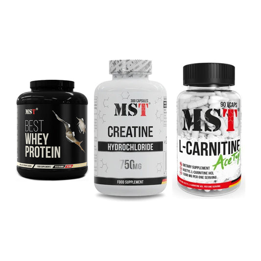 MST Marken-Trio: Best Whey + Creatine HCL + L-Carnitine – alle enthaltenen Artikel