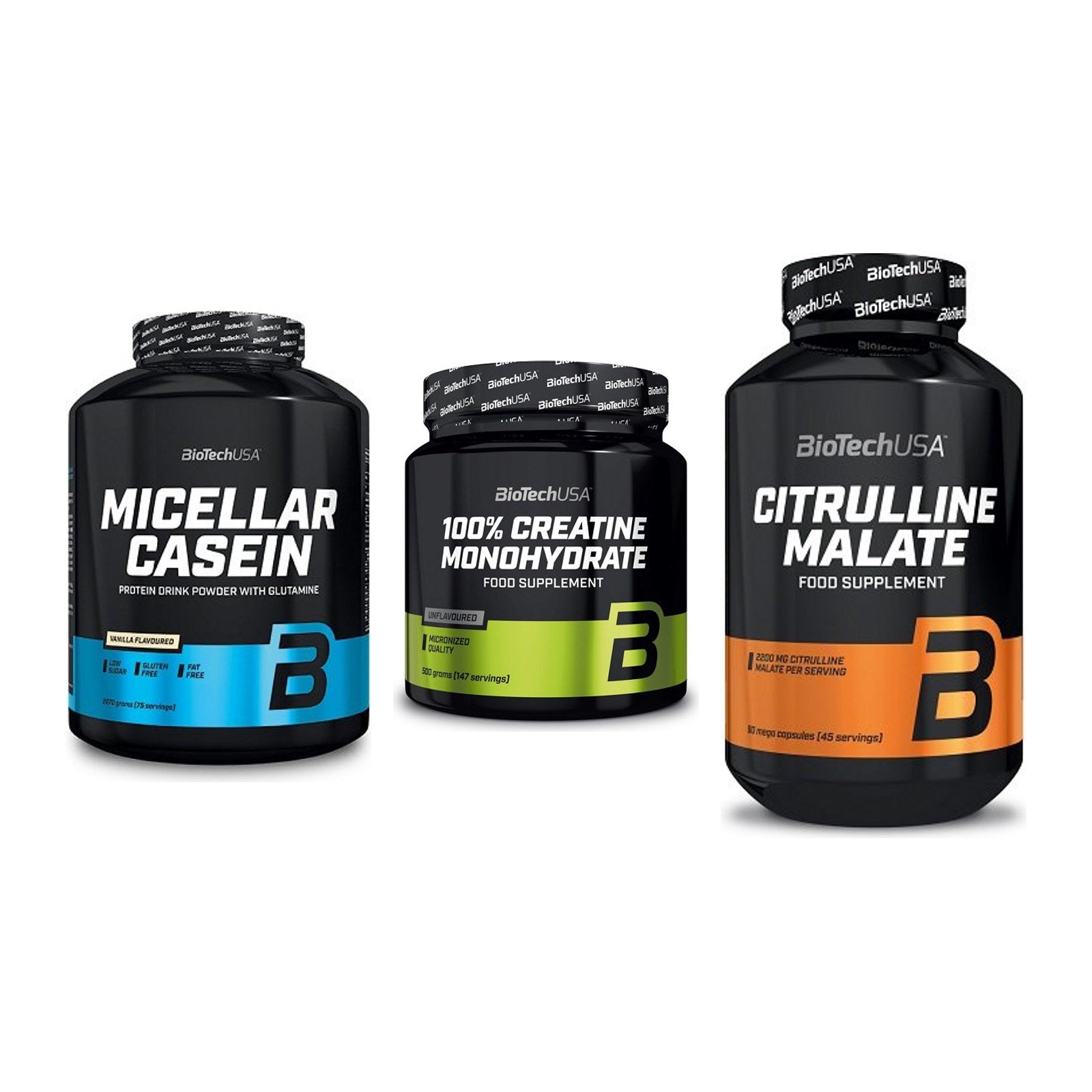 BioTech USA Marken-Trio: Micellar + Creatine + Citrulline – alle enthaltenen Artikel