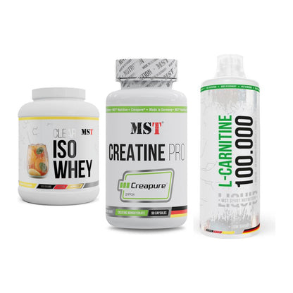 MST Marken-Trio: Iso Clear + Creatine Pro + L-Carnitine – alle enthaltenen Artikel