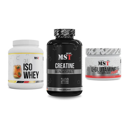 MST Marken-Trio: Iso Clear + Creatine Monohydrate + Glutamine – alle enthaltenen Artikel