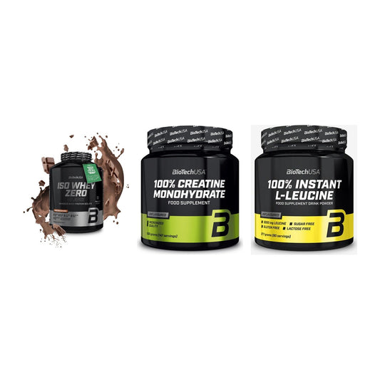 BioTech USA Marken-Trio: Iso Whey Zero + Creatine + 100% Instant – alle enthaltenen Artikel
