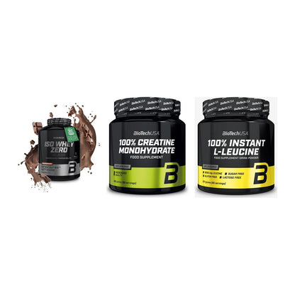 BioTech USA Marken-Trio: Iso Whey Zero + Creatine + 100% Instant – alle enthaltenen Artikel