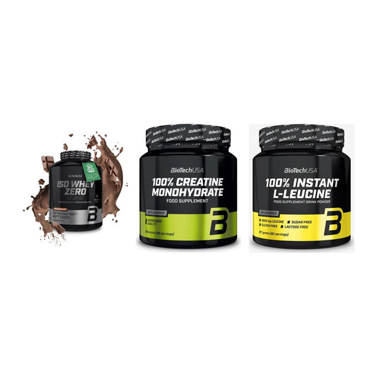 BioTech USA Marken-Trio: Iso Whey Zero + Creatine + 100% Instant – alle enthaltenen Artikel