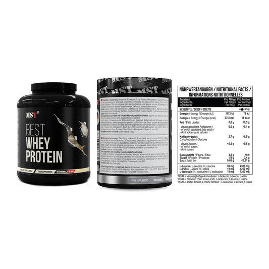 MST Marken-Trio: Best Whey + Creatin Monohyd + BCAA Zero 300g – alle enthaltenen Artikel