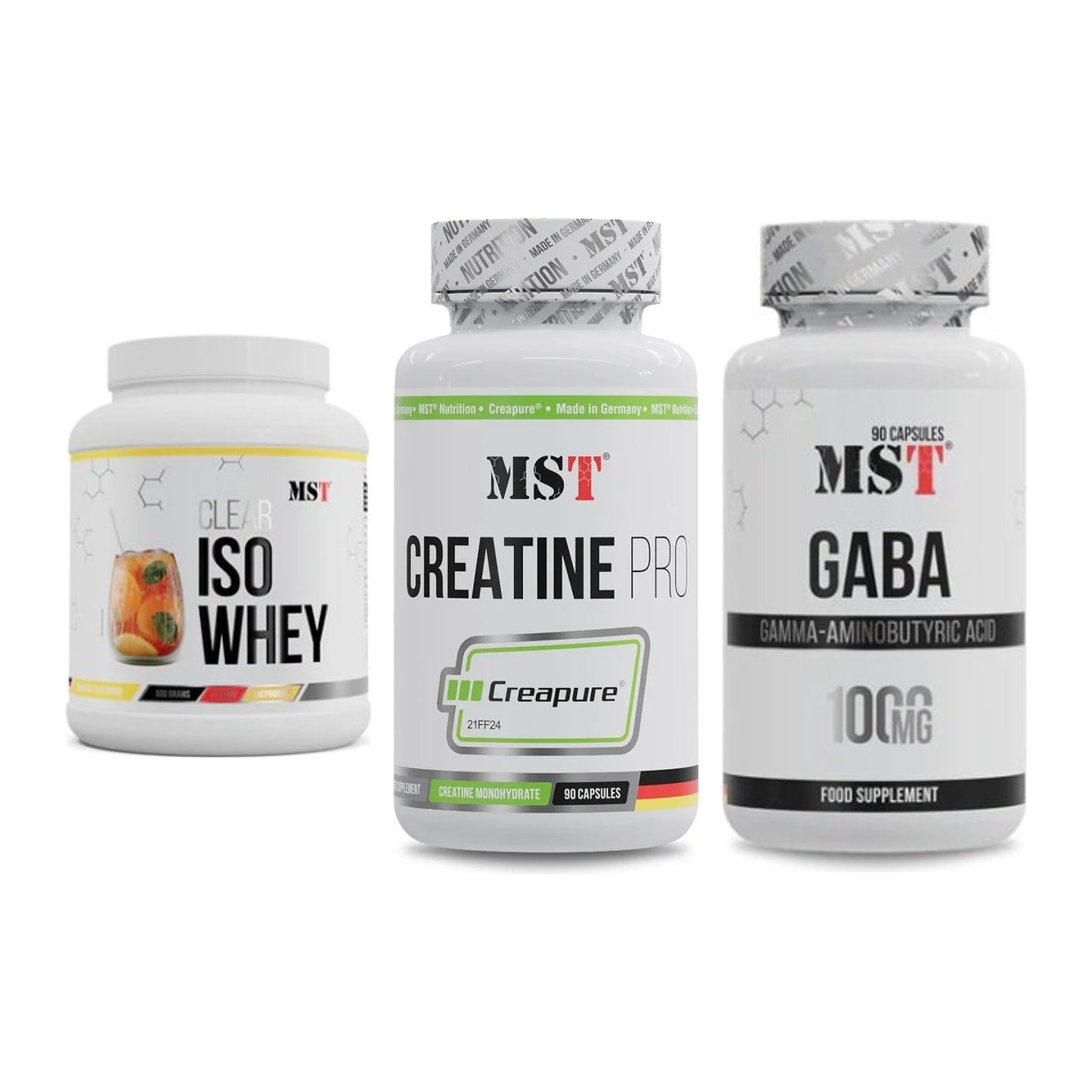 MST Marken-Trio: Iso Clear + Creatine Pro CREAPURE + GABA 1000mg – alle enthaltenen Artikel