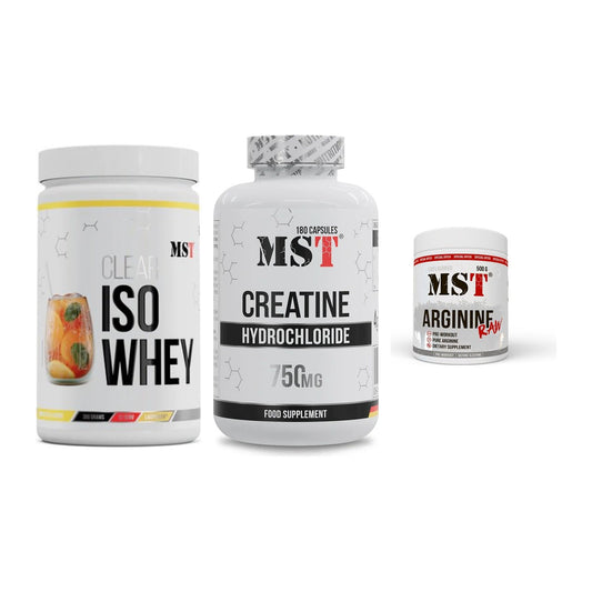 MST Marken-Trio: Iso Clear + Creatine HCL + Arginine RAW – alle enthaltenen Artikel