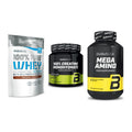 BioTech USA Marken-Trio: 100% Pure + Creatine + Mega Amino – alle enthaltenen Artikel