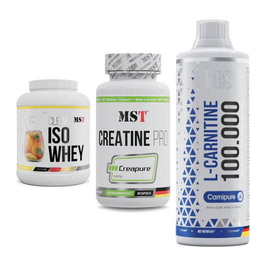 MST Marken-Trio: Iso Clear + Creatine Pro + L-Carnitine – alle enthaltenen Artikel