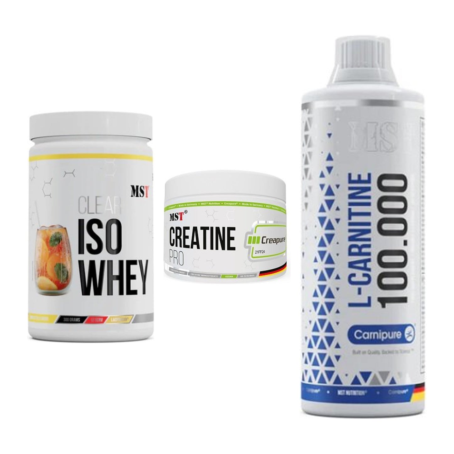MST Marken-Trio: Iso Clear + Creatin Pro + L-Carnitine – alle enthaltenen Artikel