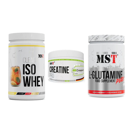MST Marken-Trio: Iso Clear + Creatin Pro CREAPURE + Glutamine – alle enthaltenen Artikel