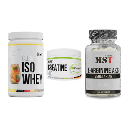 MST Marken-Trio: Iso Clear + Creatin Pro + Arginin AAKG – alle enthaltenen Artikel