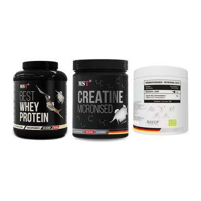 MST Marken-Trio: Best Whey + Creatin Monohyd + Arginine HCL – alle enthaltenen Artikel