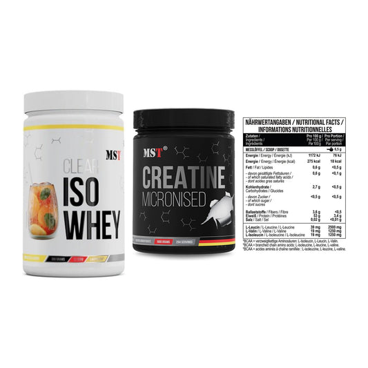MST Marken-Trio: Iso Clear + Creatin Monohydrate + BCAA Zero – alle enthaltenen Artikel