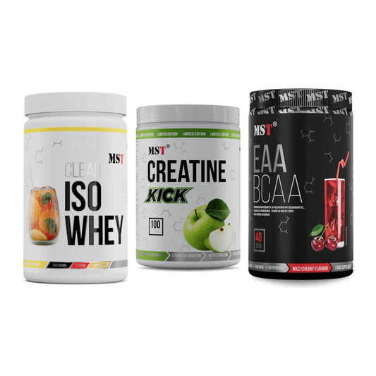 MST Marken-Trio: Iso Clear + Creatine Kick + EAA & BCAA – alle enthaltenen Artikel