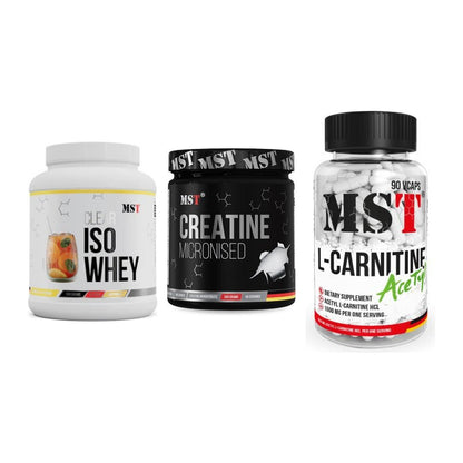 MST Marken-Trio: Iso Clear + Creatin Monohydrate + L-Carnitine Acetyle – alle enthaltenen Artikel