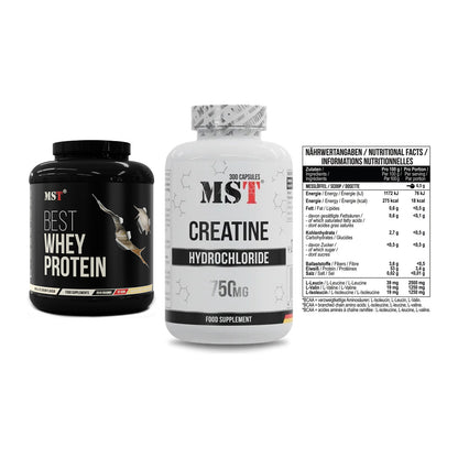 MST Marken-Trio: Best Whey + Creatine HCL + BCAA Zero 300g – alle enthaltenen Artikel