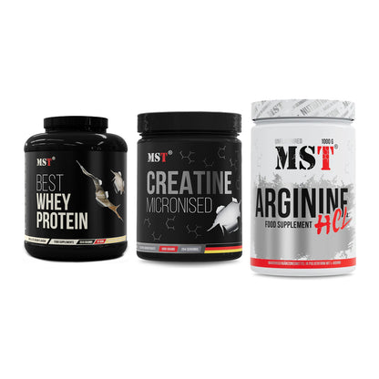 MST Marken-Trio: Best Whey + Creatin Monohyd + Arginine HCL – alle enthaltenen Artikel