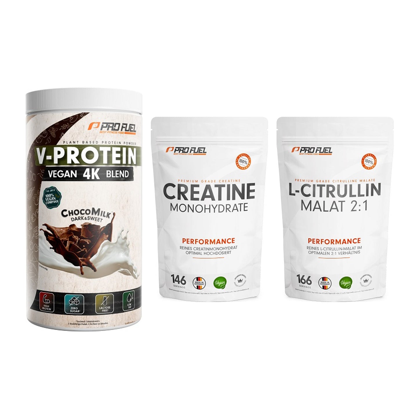 ProFuel Marken-Trio: V-PROTEIN + Creatine + L-Citrullin – alle enthaltenen Artikel