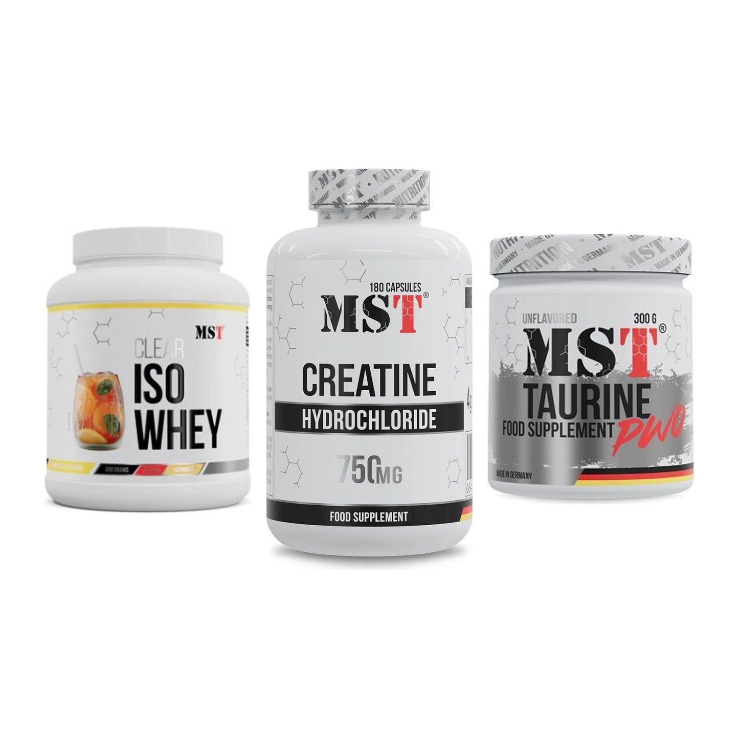 MST Marken-Trio: Iso Clear + Creatine HCL + Taurine – alle enthaltenen Artikel
