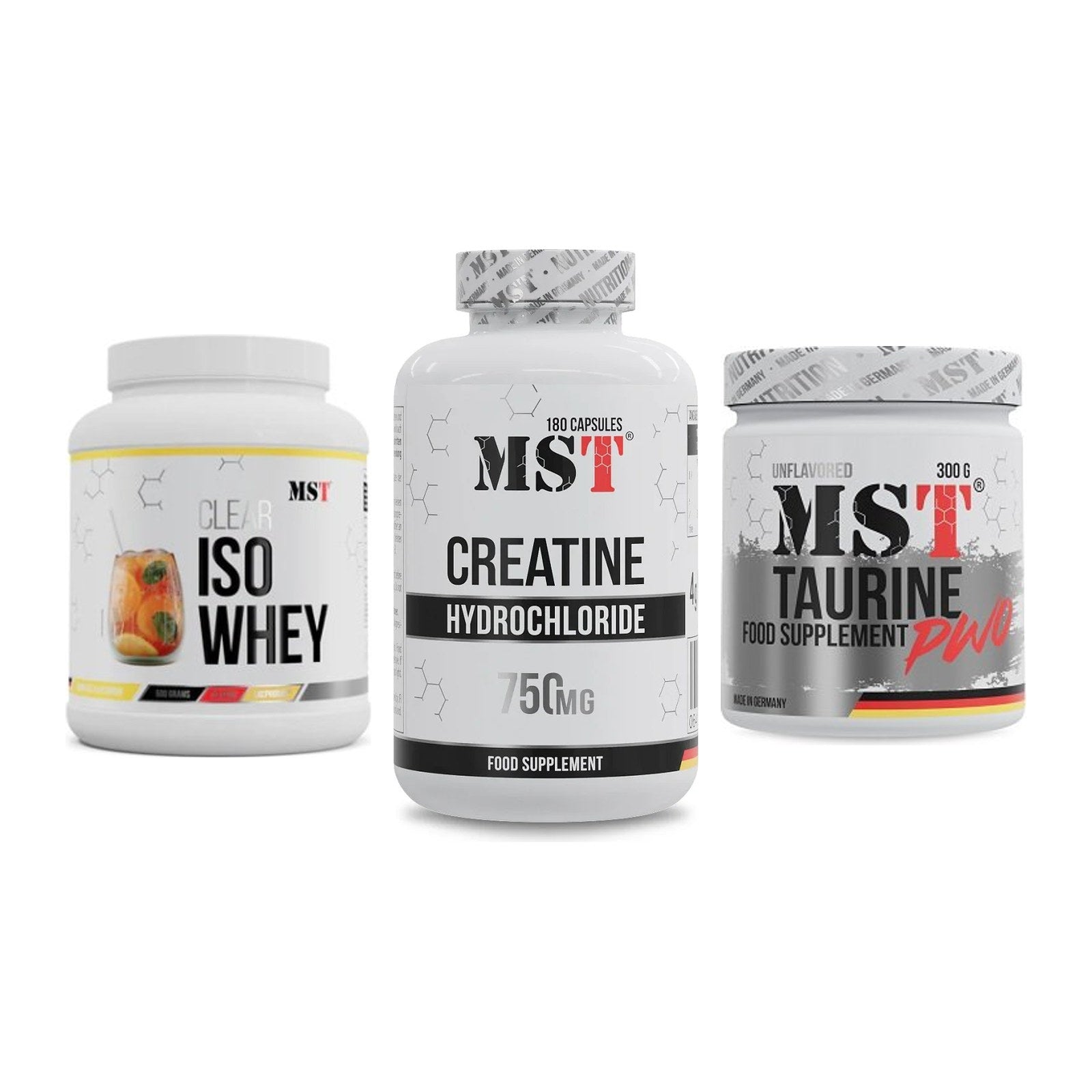 MST Marken-Trio: Iso Clear + Creatine HCL + Taurine – alle enthaltenen Artikel