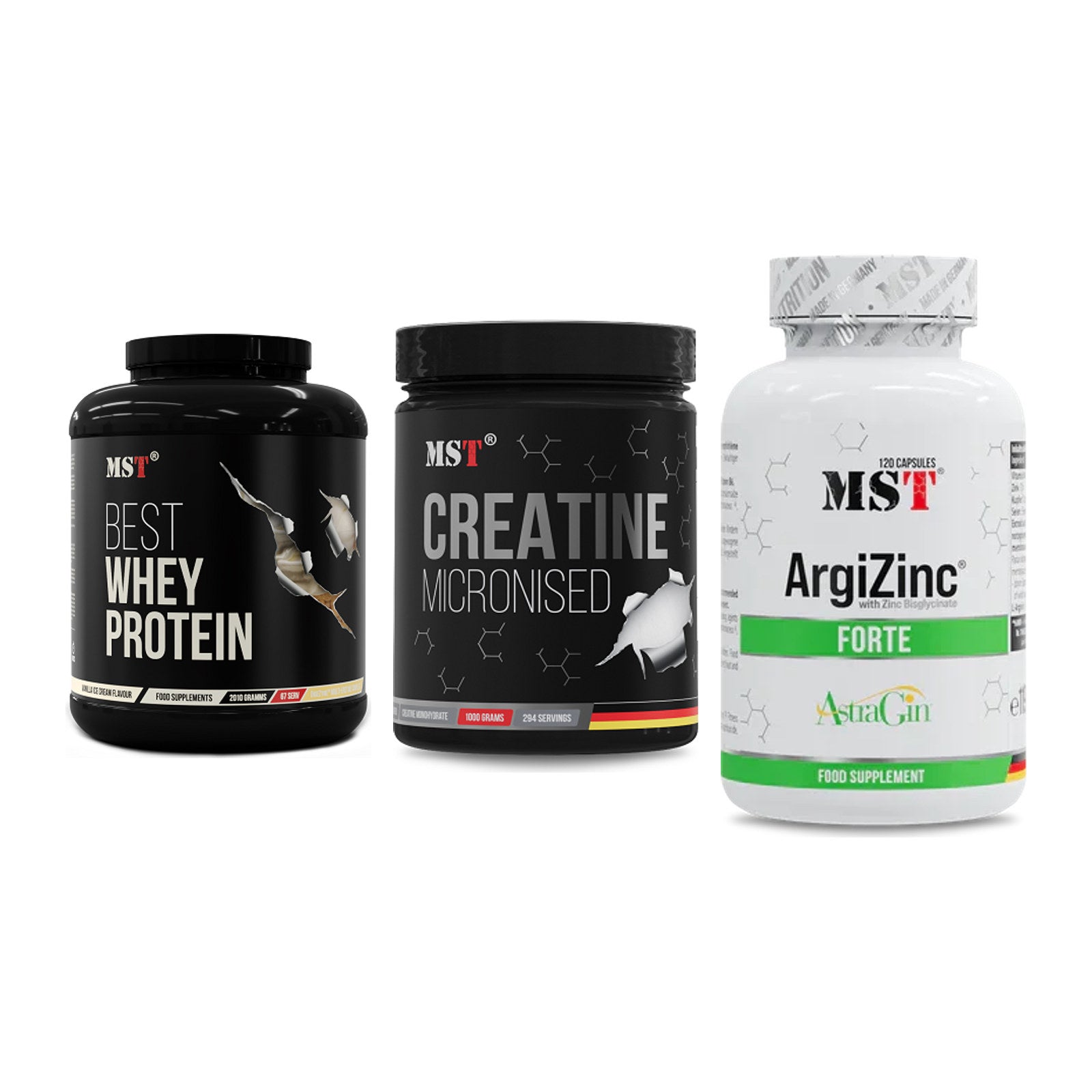 MST Marken-Trio: Best Whey + Creatin Monohyd + ArgiZinc Forte – alle enthaltenen Artikel