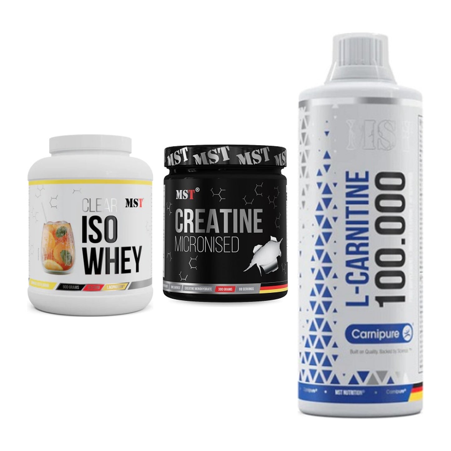 MST Marken-Trio: Iso Clear + Creatin Monohyd + L-Carnitine – alle enthaltenen Artikel