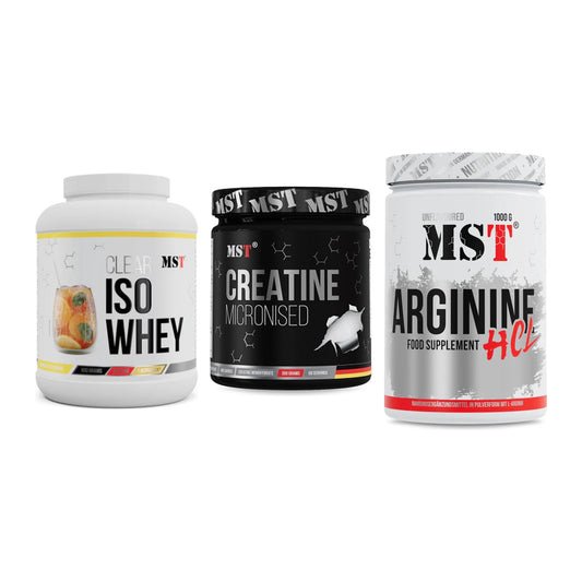 MST Marken-Trio: Iso Clear + Creatin Monohydrate + Arginine HCL – alle enthaltenen Artikel