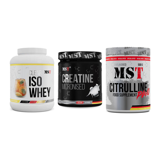 MST Marken-Trio: Iso Clear 900g + Creatin Monohyd + Citrulline – alle enthaltenen Artikel