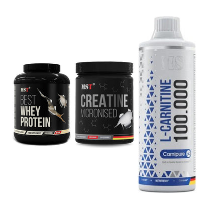 MST Marken-Trio: Best Whey + Creatin Monohyd + L-Carnitine – alle enthaltenen Artikel