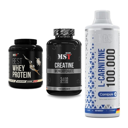 MST Marken-Trio: Best Whey + Creatine + L-Carnitine – alle enthaltenen Artikel
