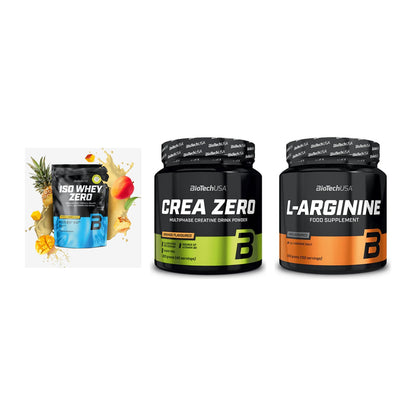BioTech USA Marken-Trio: Iso Whey Zero + Crea Zero + L-Arginin – alle enthaltenen Artikel