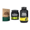 BioTech USA Marken-Trio: Vegan Protein + Creatine + Mega Amino – alle enthaltenen Artikel