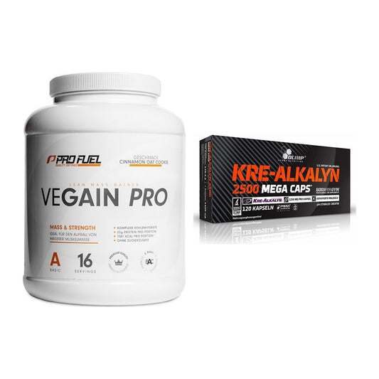 Masseaufbau-Set: ProFuel VEGAIN Pro + Olimp Kre Alkalyn 2500 – alle enthaltenen Artikel