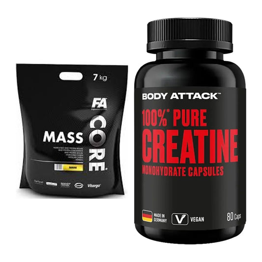Masseaufbau-Set: FA Nutrition CORE Mass + Body Attack 100% Pure – alle enthaltenen Artikel