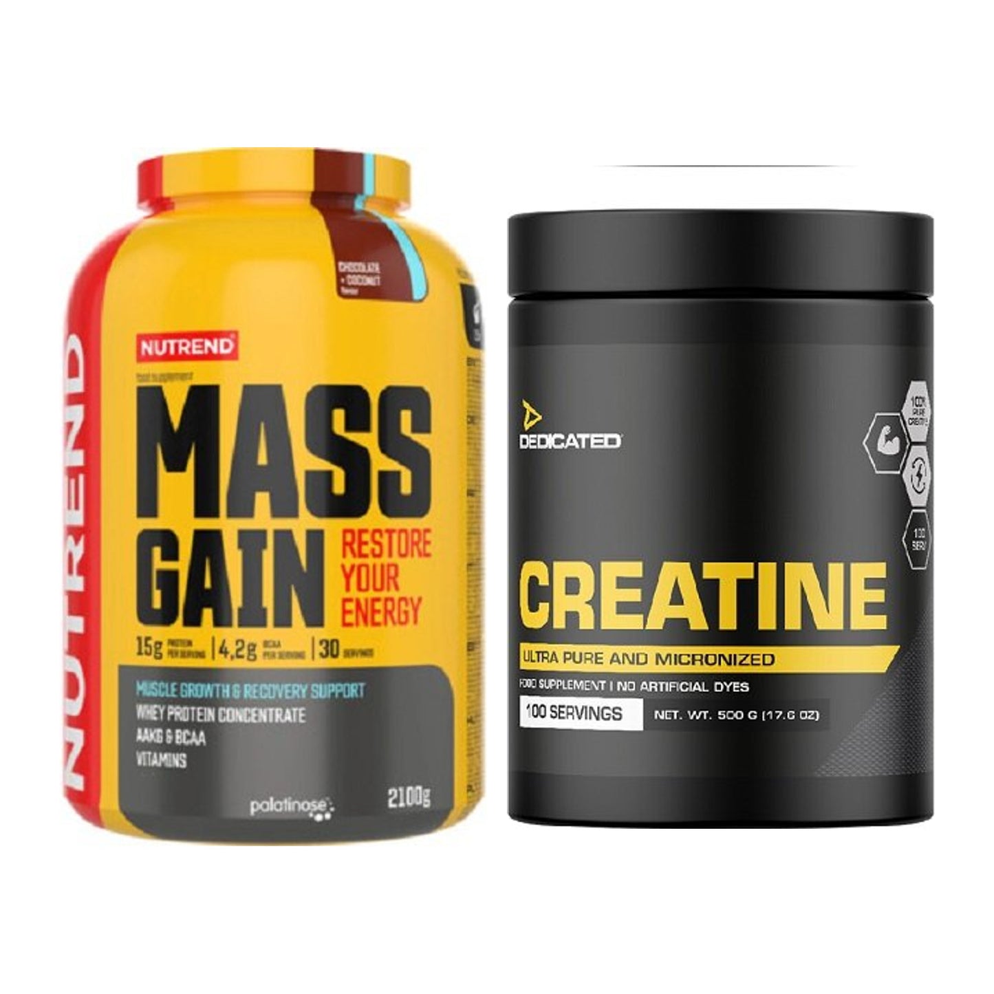 Masseaufbau-Set: Nutrend Mass Gain + Dedicated Creatine – alle enthaltenen Artikel