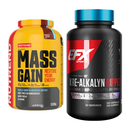 Masseaufbau-Set: Nutrend Mass Gain + EFX Kre-Alkalyn Ripped Kapsel – alle enthaltenen Artikel