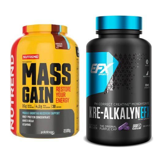 Masseaufbau-Set: Nutrend Mass Gain + EFX Kre-Alkalyn – alle enthaltenen Artikel
