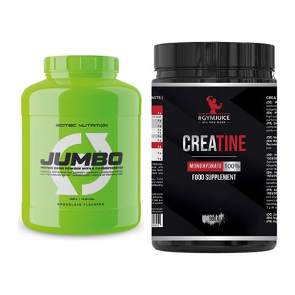 Masseaufbau-Set: Scitec Jumbo + #GYMJUICE Creatine Monohydrate – alle enthaltenen Artikel