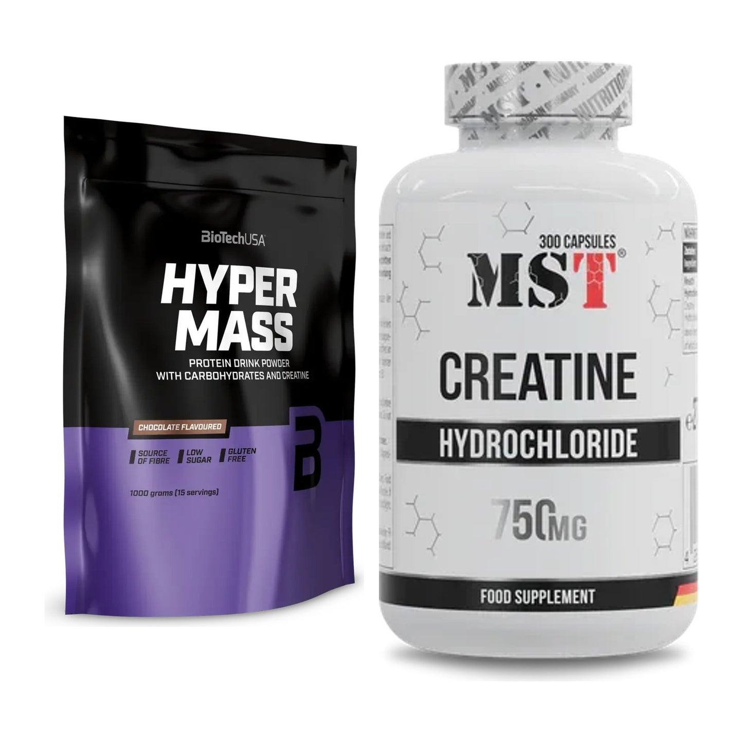 Masseaufbau-Set: BioTech Hyper Mass + MST Creatine HCL – alle enthaltenen Artikel