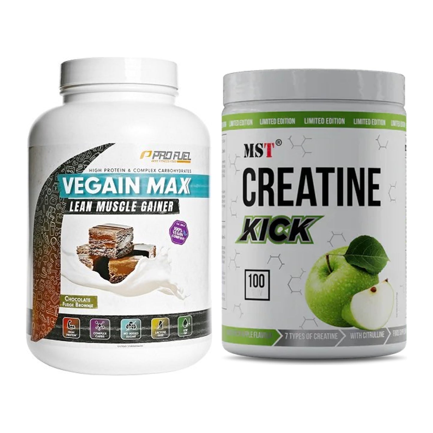 Masseaufbau-Set: ProFuel VEGAIN MAX Gainer + MST Creatine Kick 1000g – alle enthaltenen Artikel